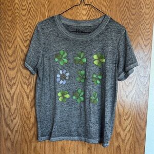 Gray T-Shirt with Clover Design